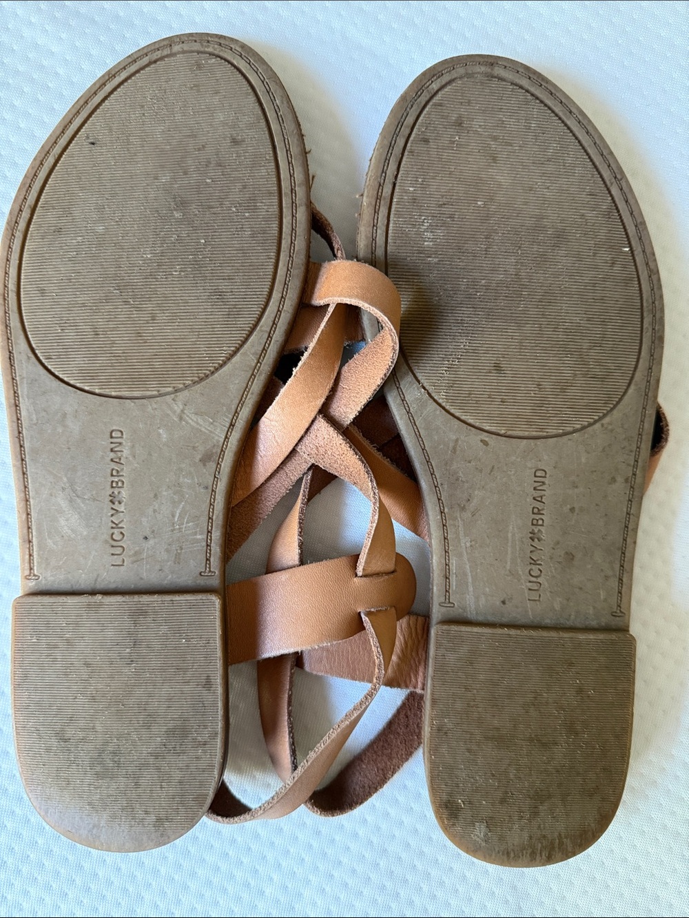 Lucky Brand Brown Leather Crisscross Sandals sz 8.5/9 - Picture 2 of 2